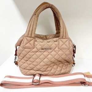 MZ Wallace Dusty Rose Small Sutton Tote Bag Deluxe Stripe Strap Crossbody